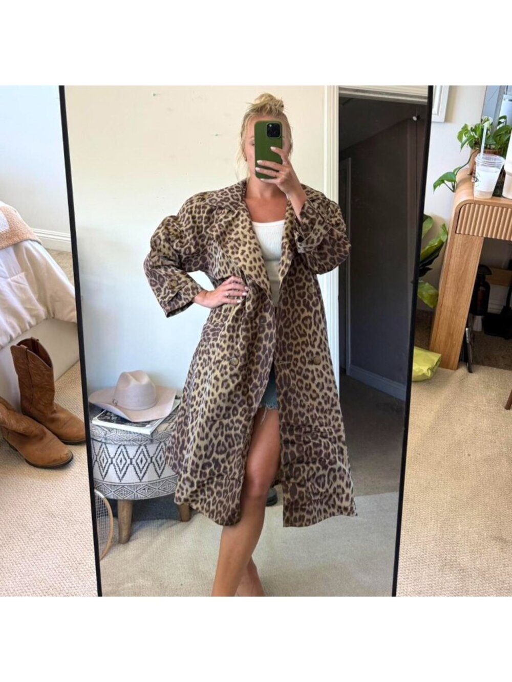 I. MAGNIN CHEETAH PRINT OVER COAT TRENCH WOMENS XL